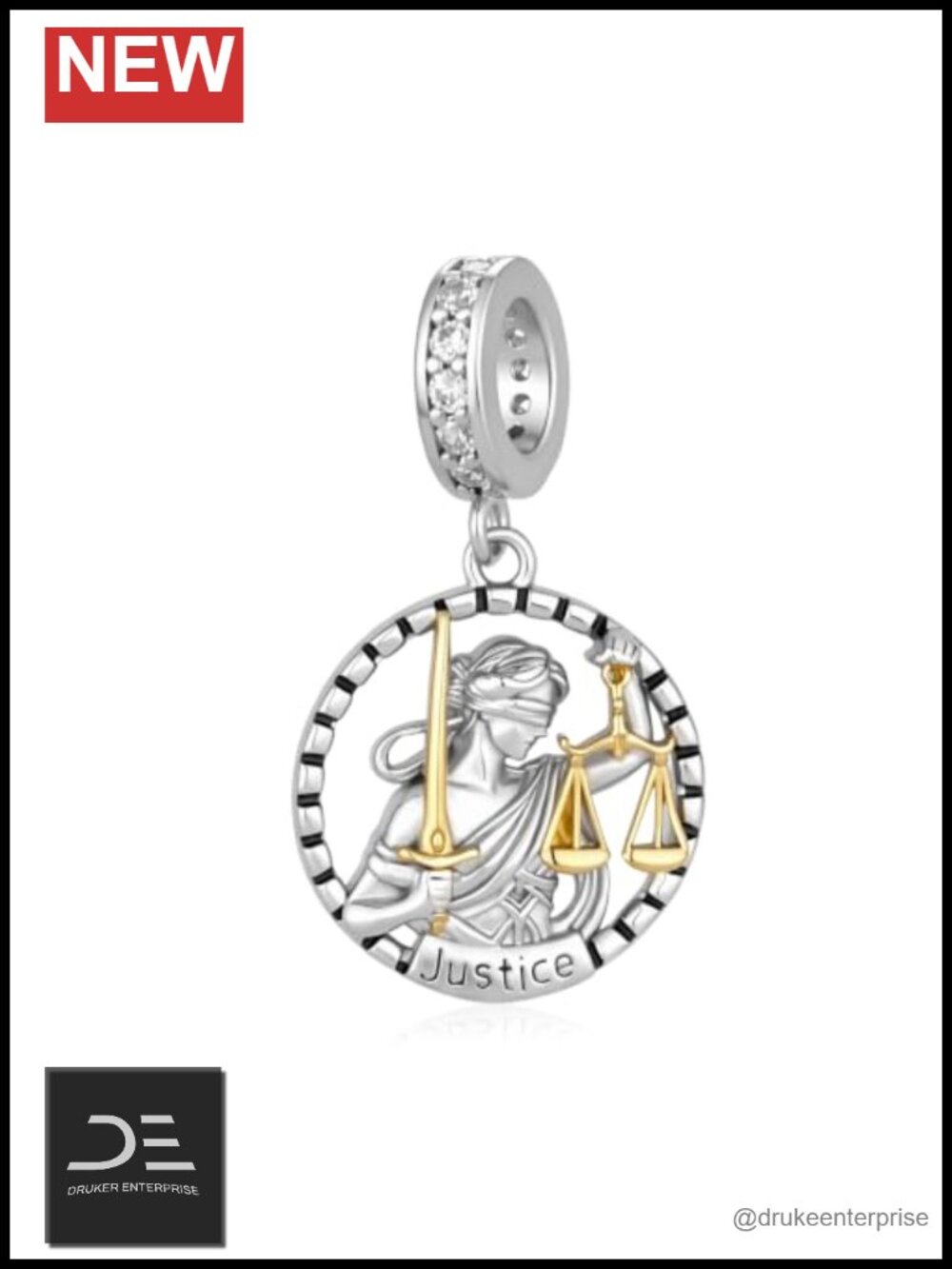 925 Sterling Silver Lady Justice Lawyer Charm for Bracelets Gift